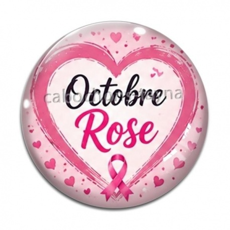 Cabochon Verre - octobre rose