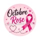 Octobre Rose ruban rose – Cabochon verre ou résine – Badge, porte-clés, magnet, miroir