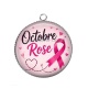 Pendentif Cabochon Argent - octobre rose