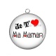 Pendentif Cabochon Argent - maman je t'aime