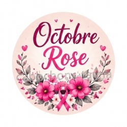 Octobre Rose – Cabochon verre ou résine – Badge, porte-clés, magnet, miroir