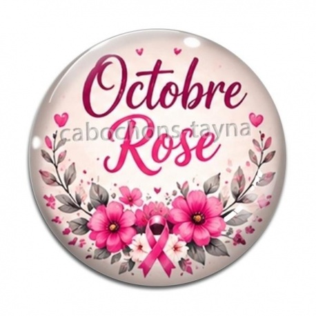 Cabochon Verre - octobre rose