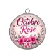 Pendentif Cabochon Argent - octobre rose