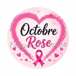 Octobre Rose cœur – Cabochon verre ou résine – Badge, porte-clés, magnet, miroir