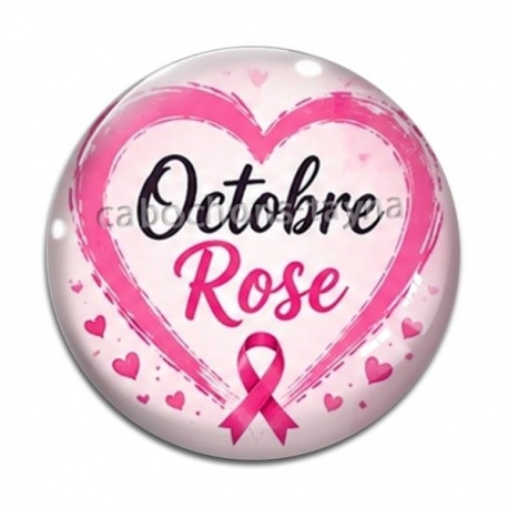 Cabochon Verre - octobre rose