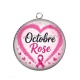 Pendentif Cabochon Argent - octobre rose