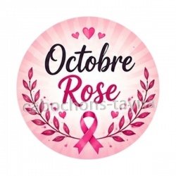 Octobre Rose – Cabochon verre ou résine – Badge, porte-clés, magnet, miroir