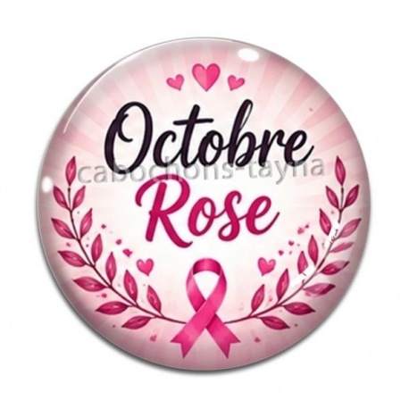 Cabochon Verre - octobre rose