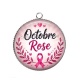 Pendentif Cabochon Argent - octobre rose