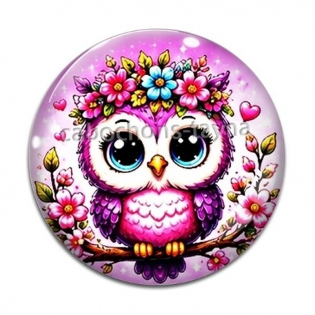 Cabochon Verre - chouette