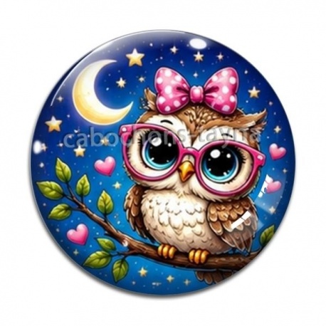 Cabochon Verre - chouette