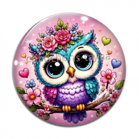 Cabochon Verre - chouette