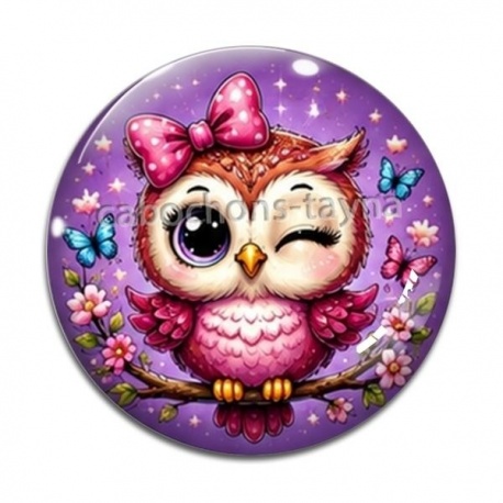 Cabochon Verre - chouette