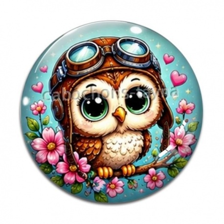 Cabochon Verre - chouette