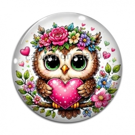 Cabochon Verre - chouette