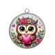 Pendentif Cabochon Argent - chouette