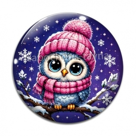 Cabochon Verre - chouette