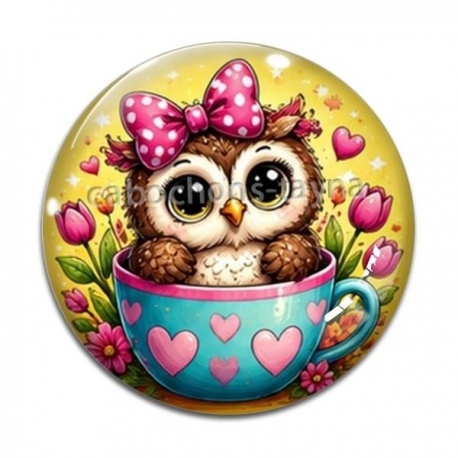 Cabochon Verre - chouette
