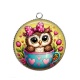 Pendentif Cabochon Argent - chouette
