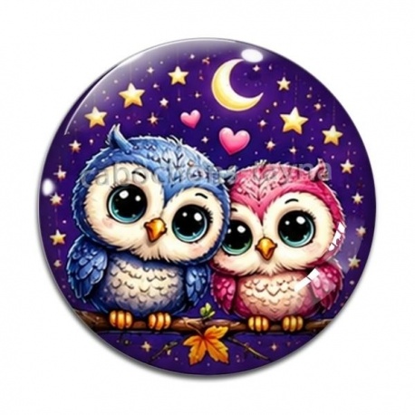 Cabochon Verre - chouette
