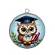 Pendentif Cabochon Argent - chouette