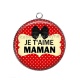 Pendentif Cabochon Argent - maman je t'aime