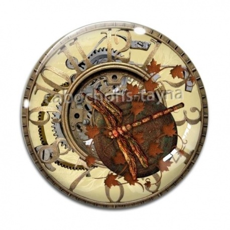 Cabochon Verre - Steampunk montre libellule