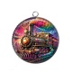 Pendentif Cabochon Argent - Steampunk train