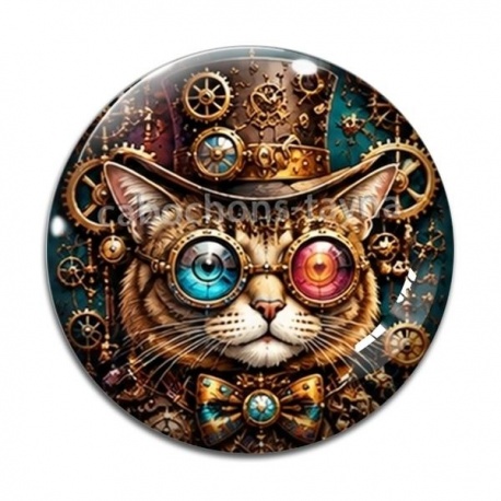 Cabochon Verre - Steampunk chat