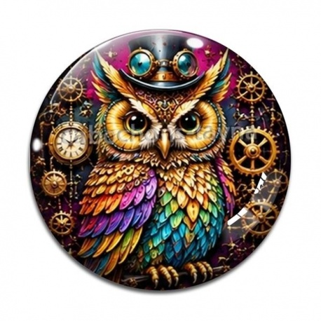 Cabochon Verre - Steampunk chouette