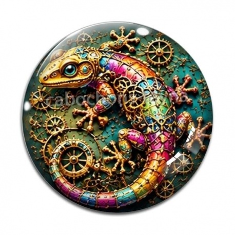 Cabochon Verre - Steampunk salamandre 