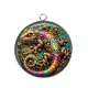 Pendentif Cabochon Argent - Steampunk salamandre 