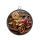 Pendentif Cabochon Argent - Steampunk voiture