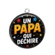 Pendentif Cabochon Argent - un papa qui déchire