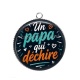 Pendentif Cabochon Argent - un papa qui déchire