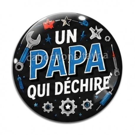 Cabochon Verre - un papa qui déchire