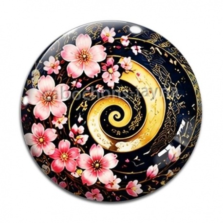 Cabochon Verre - spirale fleur