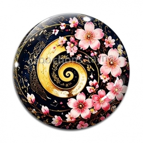 Cabochon Verre - spirale fleur