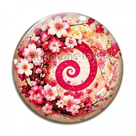 Cabochon Verre - spirale fleur