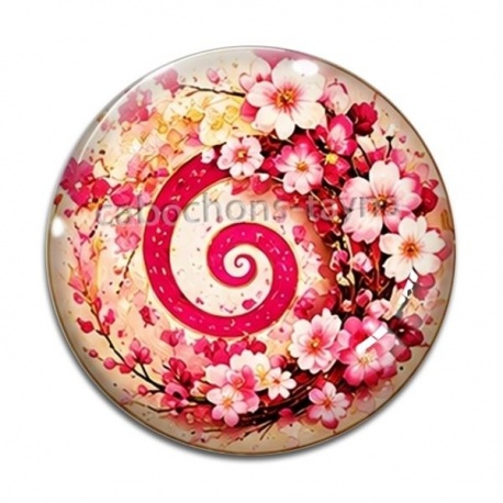 Cabochon Verre - spirale fleur