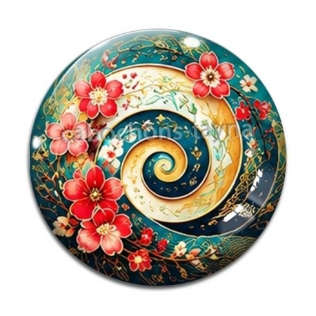 Cabochon Verre - spirale fleur