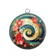 Pendentif Cabochon Argent - spirale fleur
