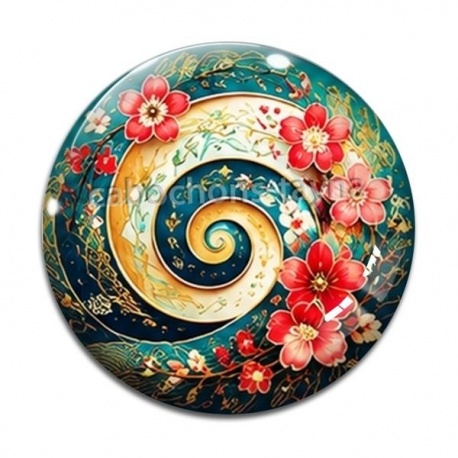 Cabochon Verre - spirale fleur