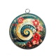 Pendentif Cabochon Argent - spirale fleur