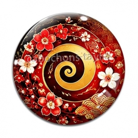 Cabochon Verre - spirale fleur