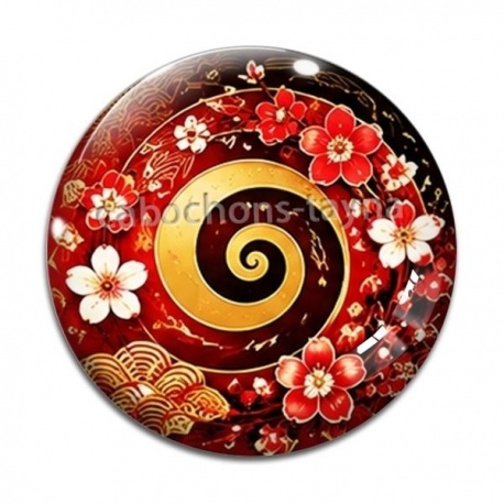 Cabochon Verre - spirale fleur
