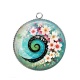 Pendentif Cabochon Argent - spirale fleur