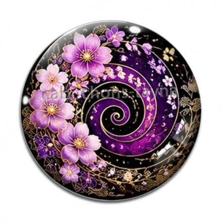 Cabochon Verre - spirale fleur