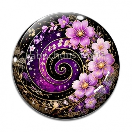 Cabochon Verre - spirale fleur