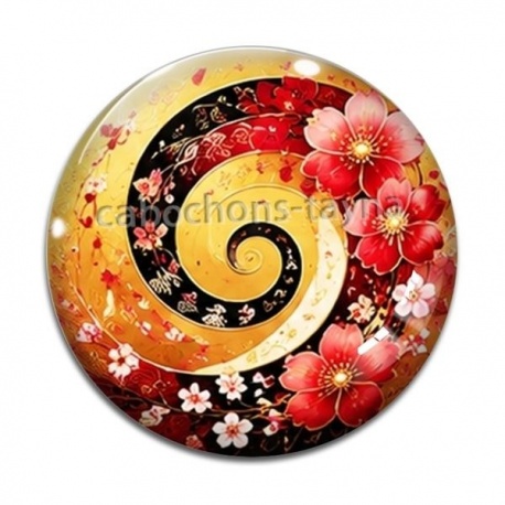 Cabochon Verre - spirale fleur